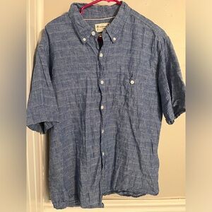 Weatherproof Vintage Mens Washable Linen Shirt (LG) Short Sleeve 55% Linen B7